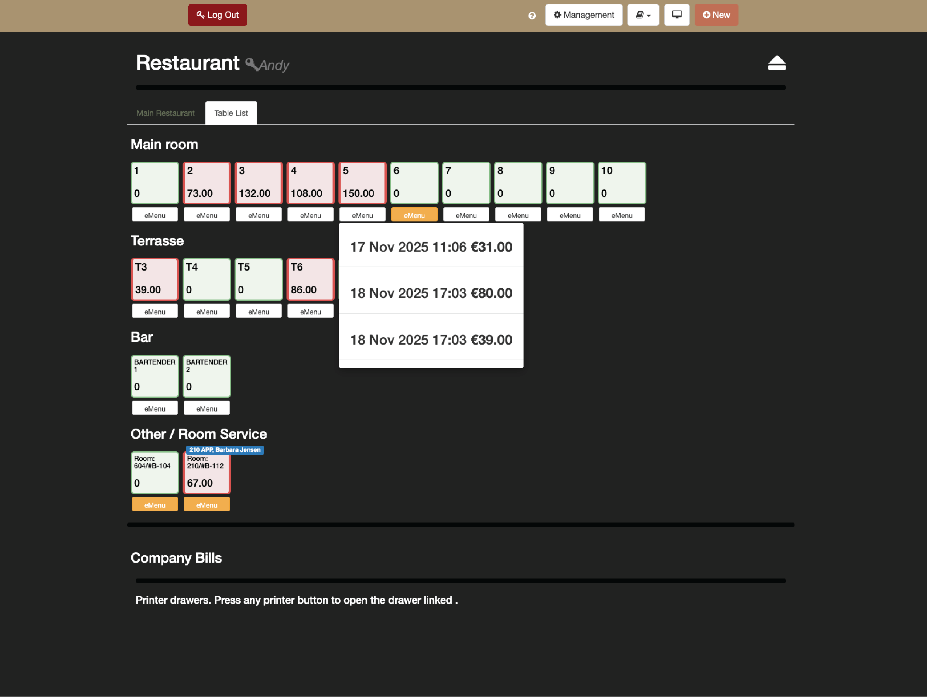 Bill any way guests prefer 1 of 4