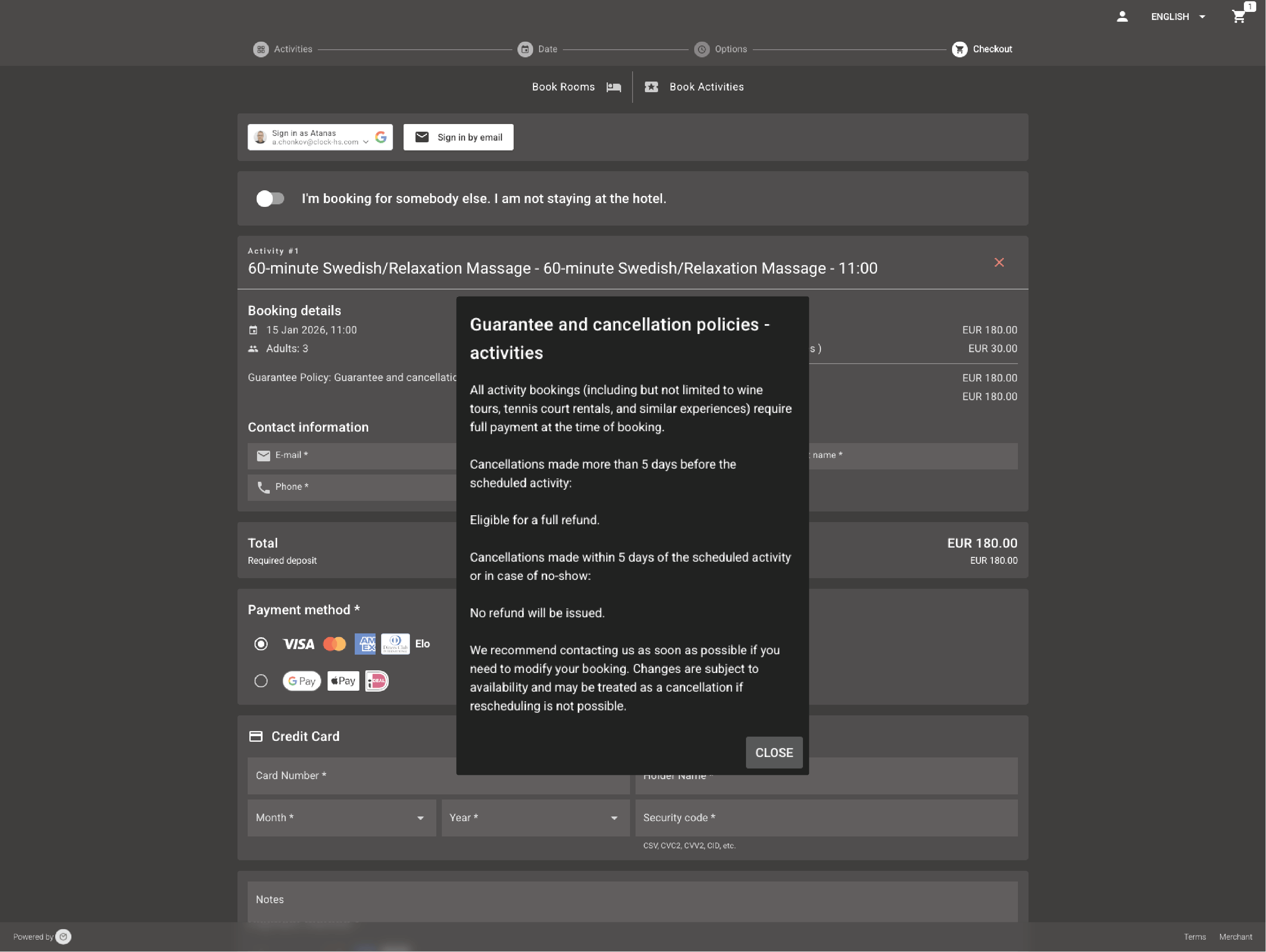 Гаранционни политики и потвърждения за резервации на активности