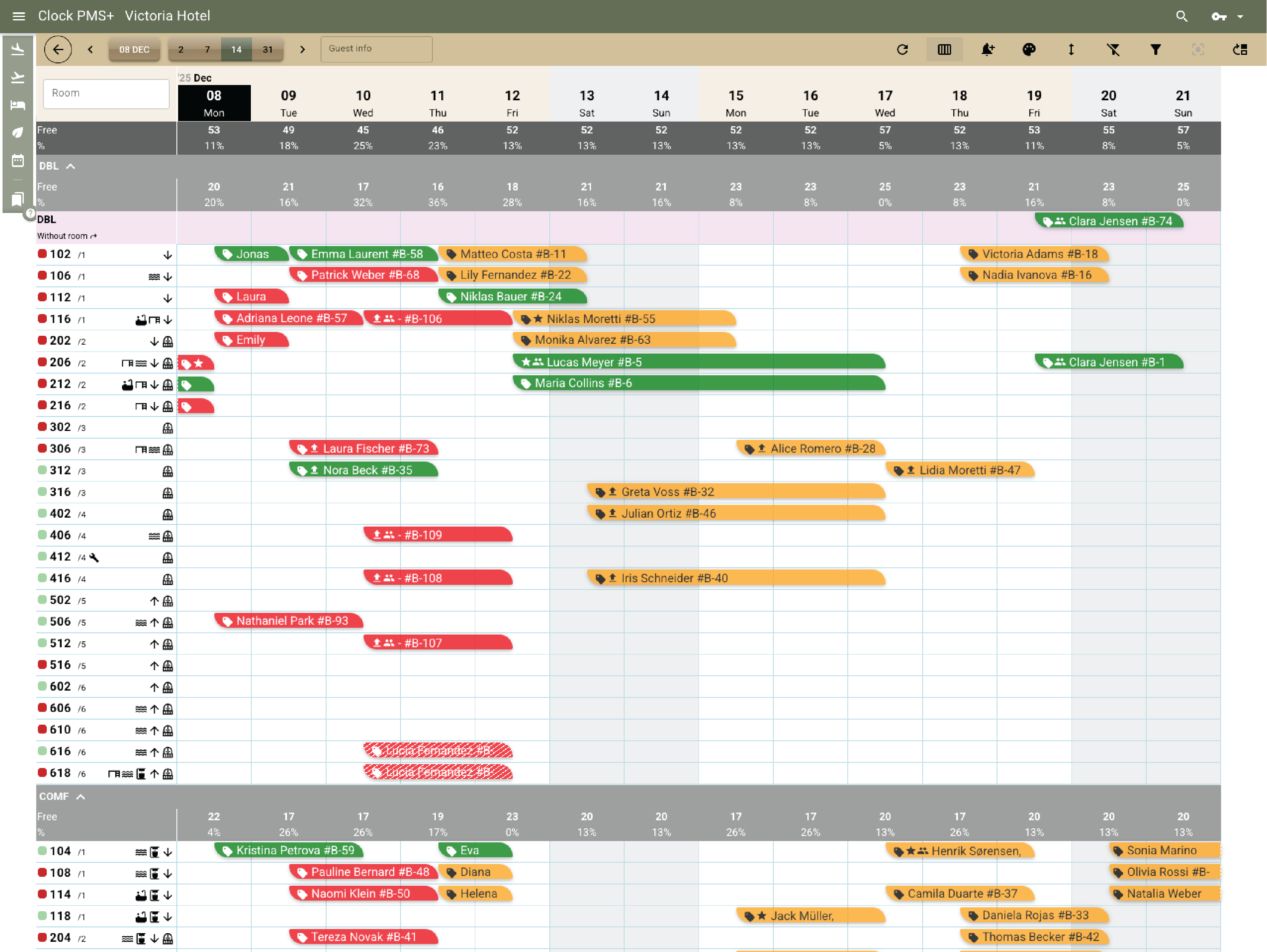Handle bookings from a clear room calendar