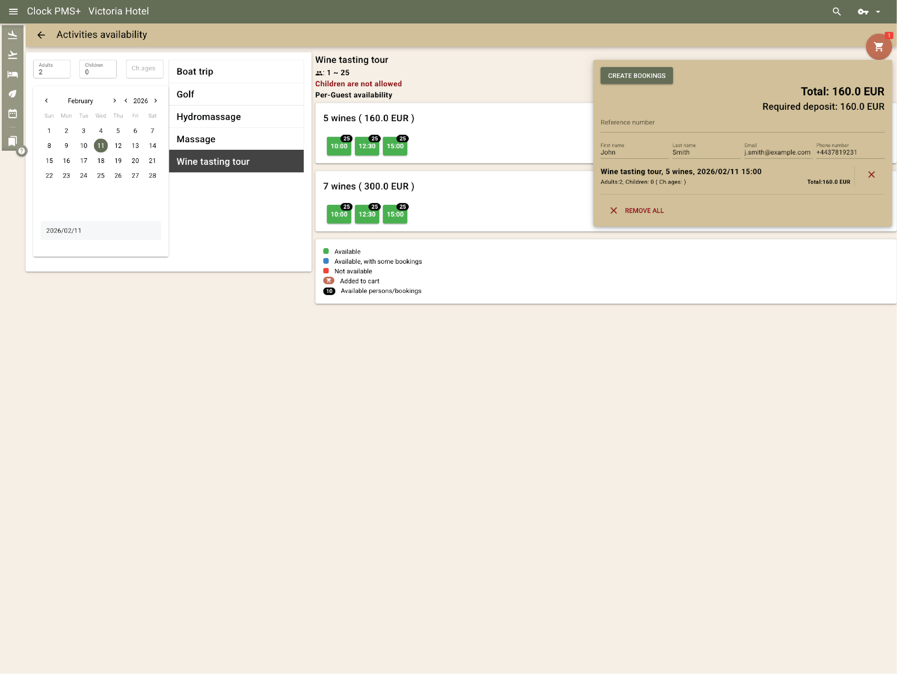 Manage activities and services with real capacity control