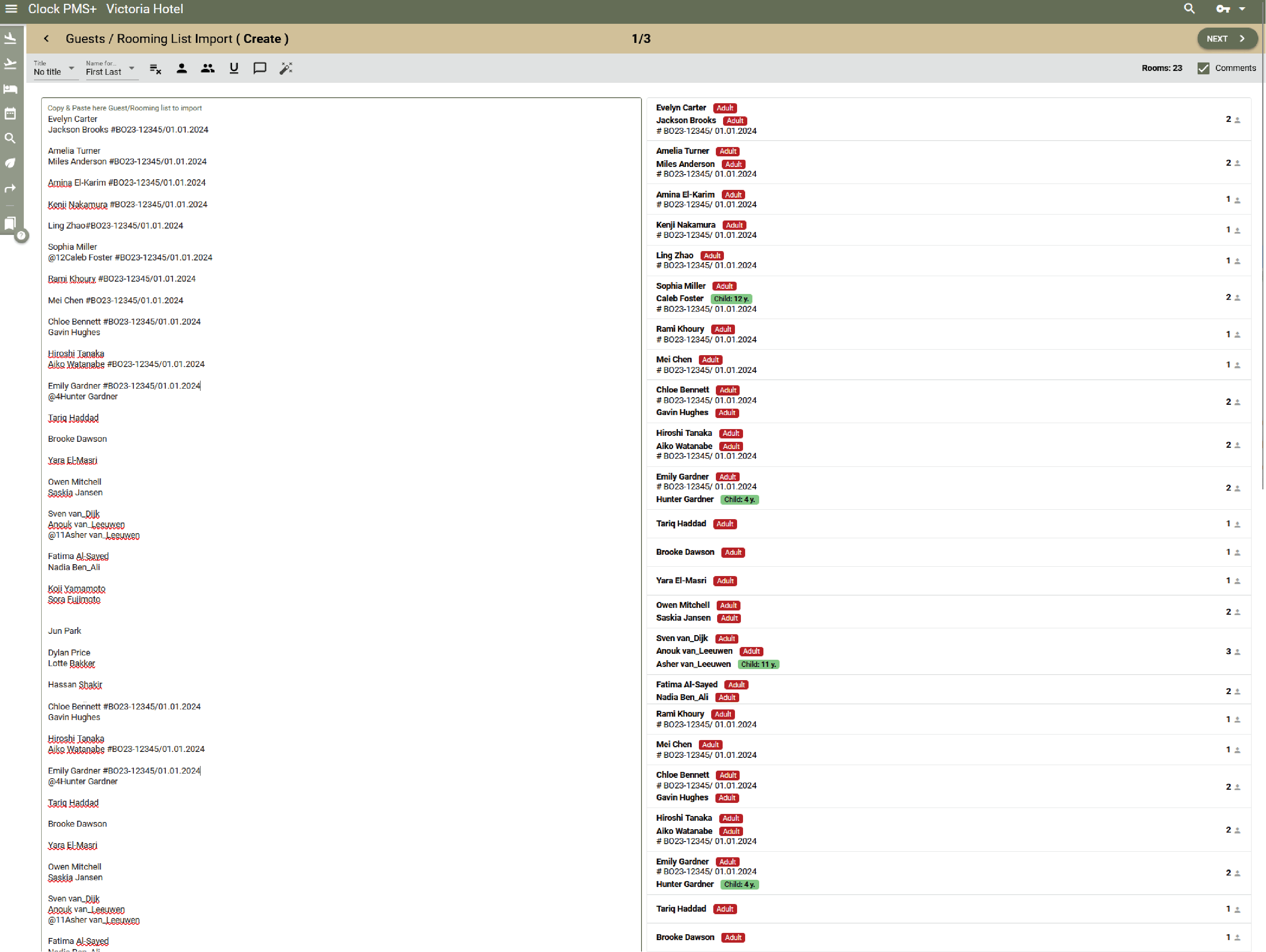 Обработайте туроператорски резервации и руминг листи