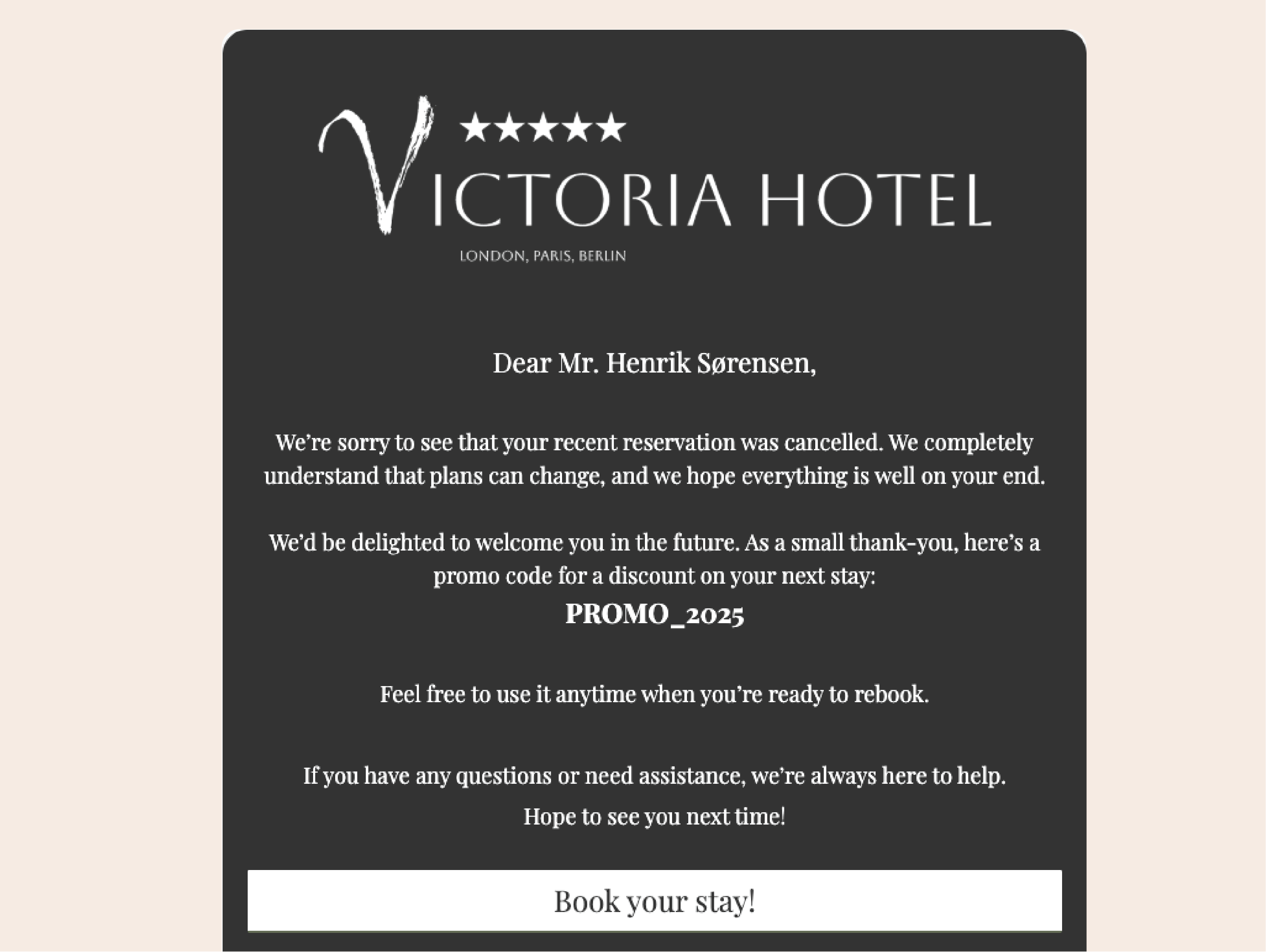 Re‐engage after departure or cancellation