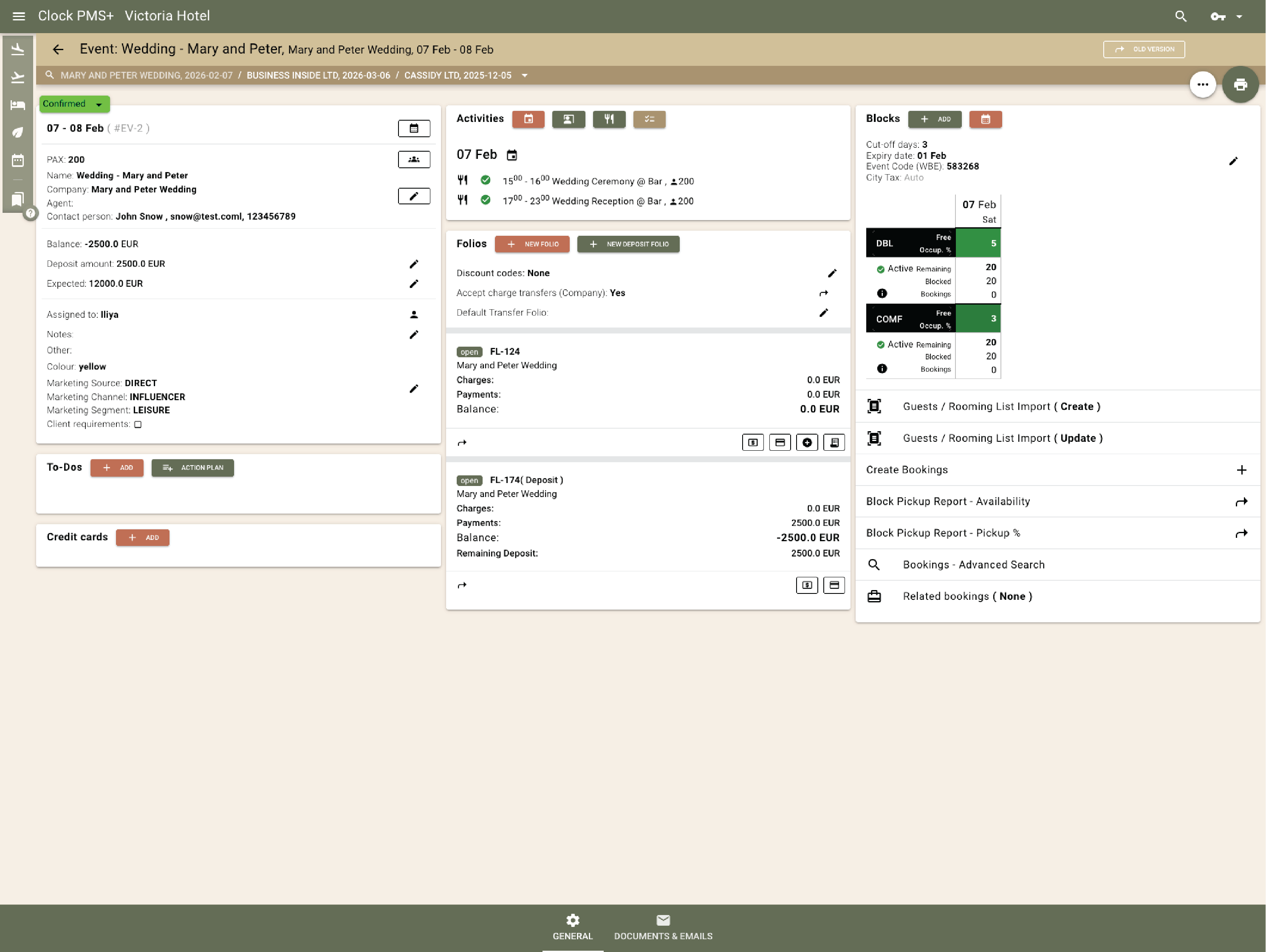 Run weddings, events, and group stays in one system