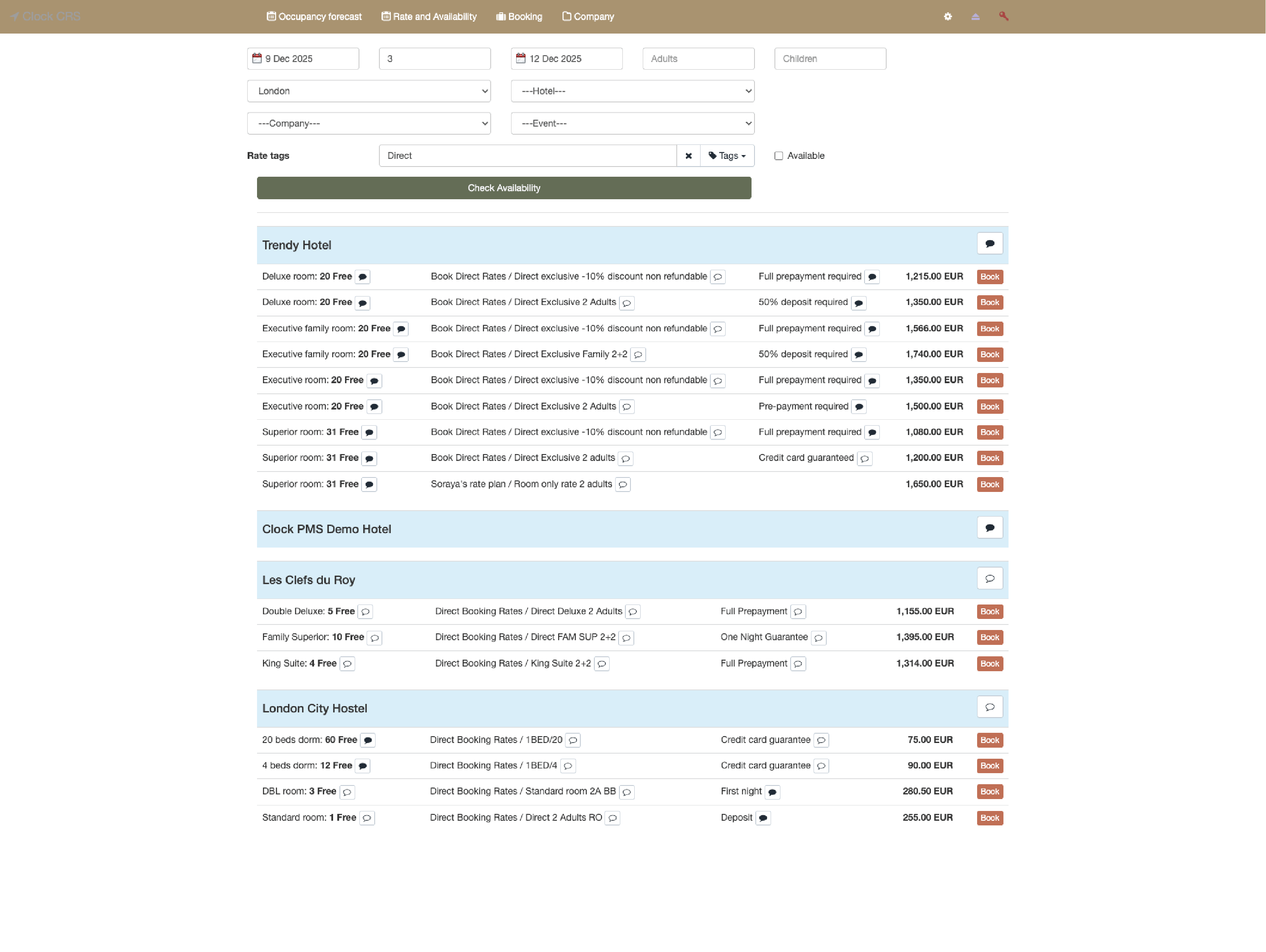 Sell and book across properties from one central reservations view