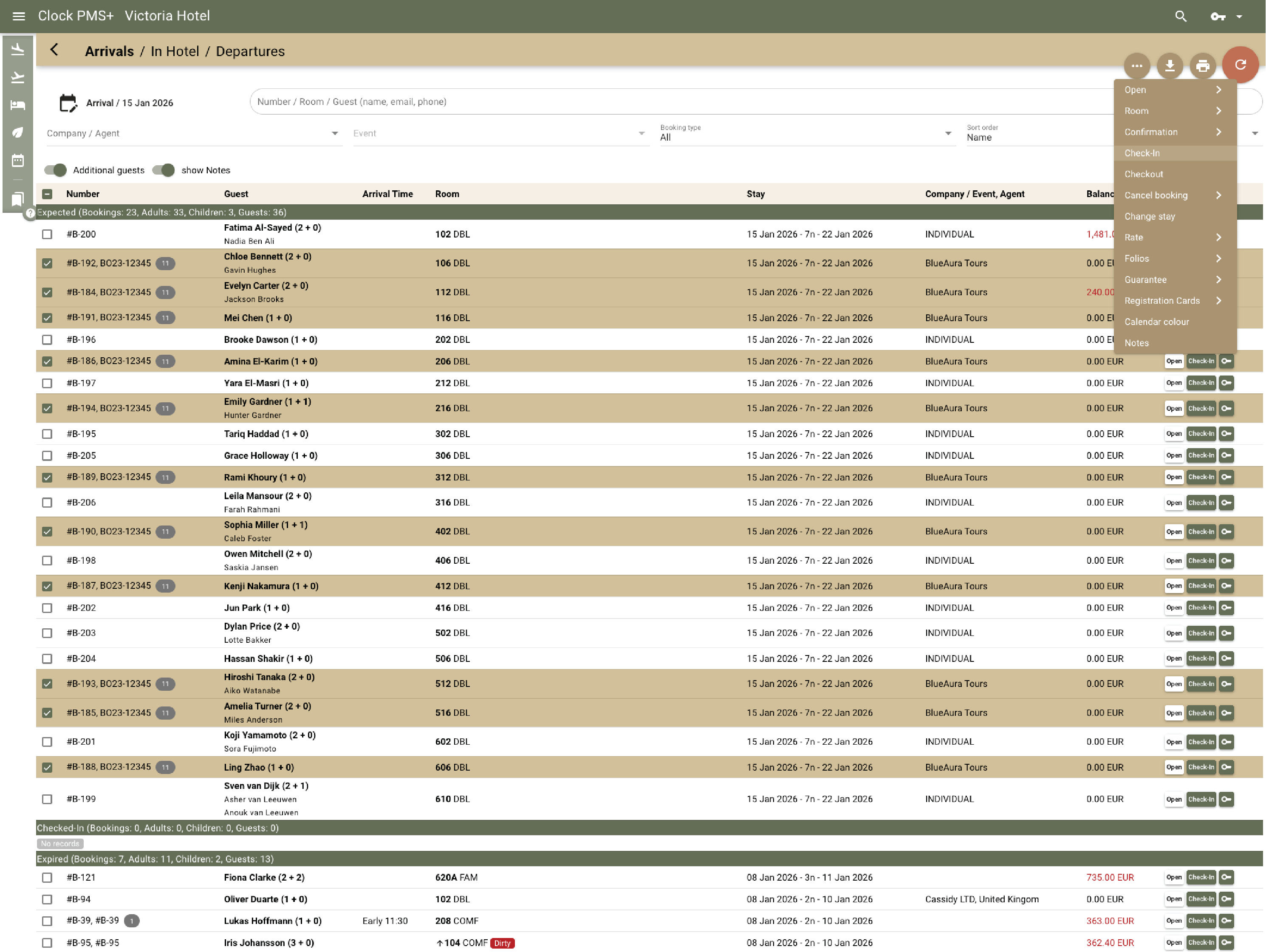 Поддръжка на масови пристигания и процедури за групов чекин