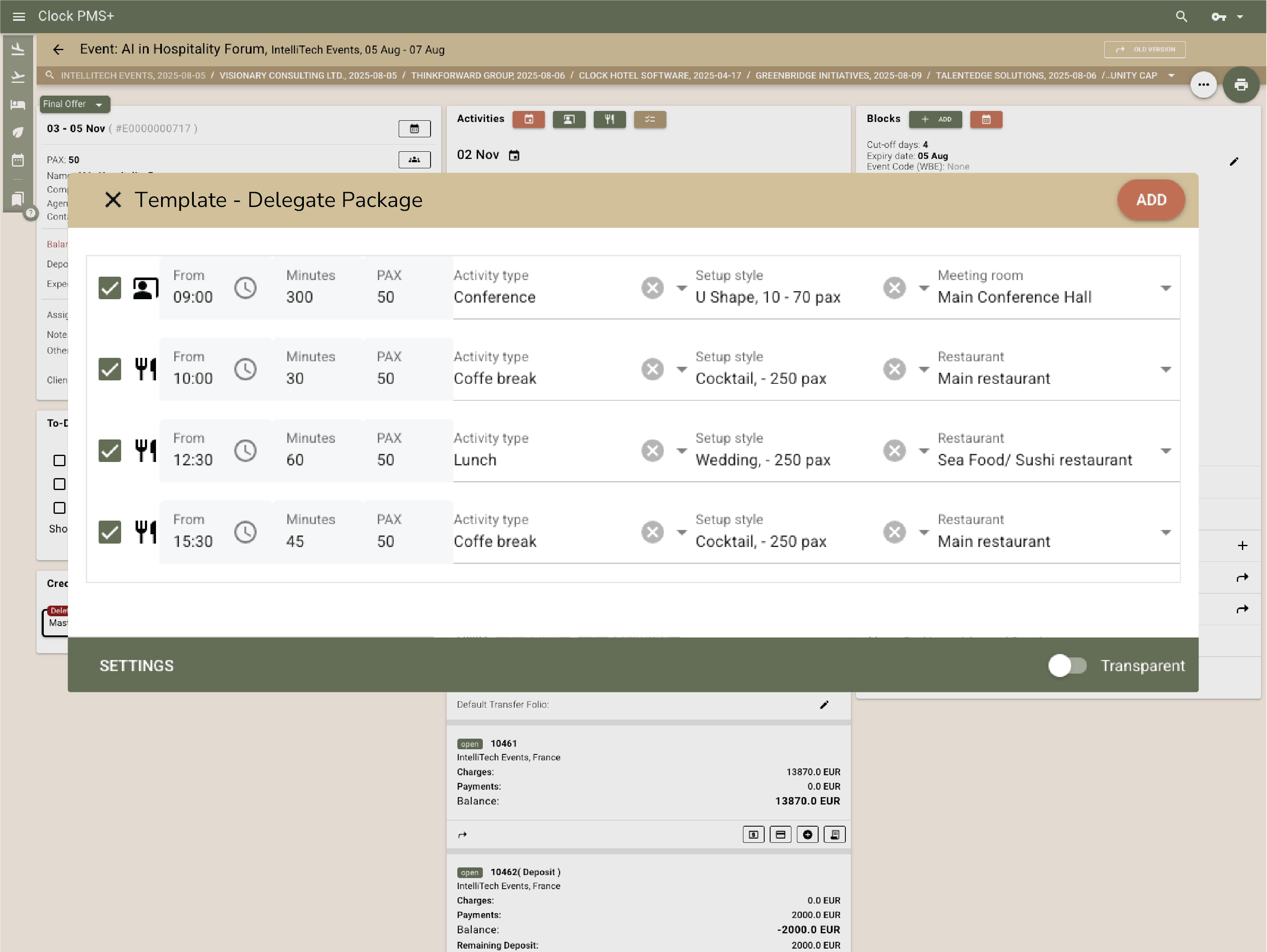 Set up events quickly with ready‑made templates.