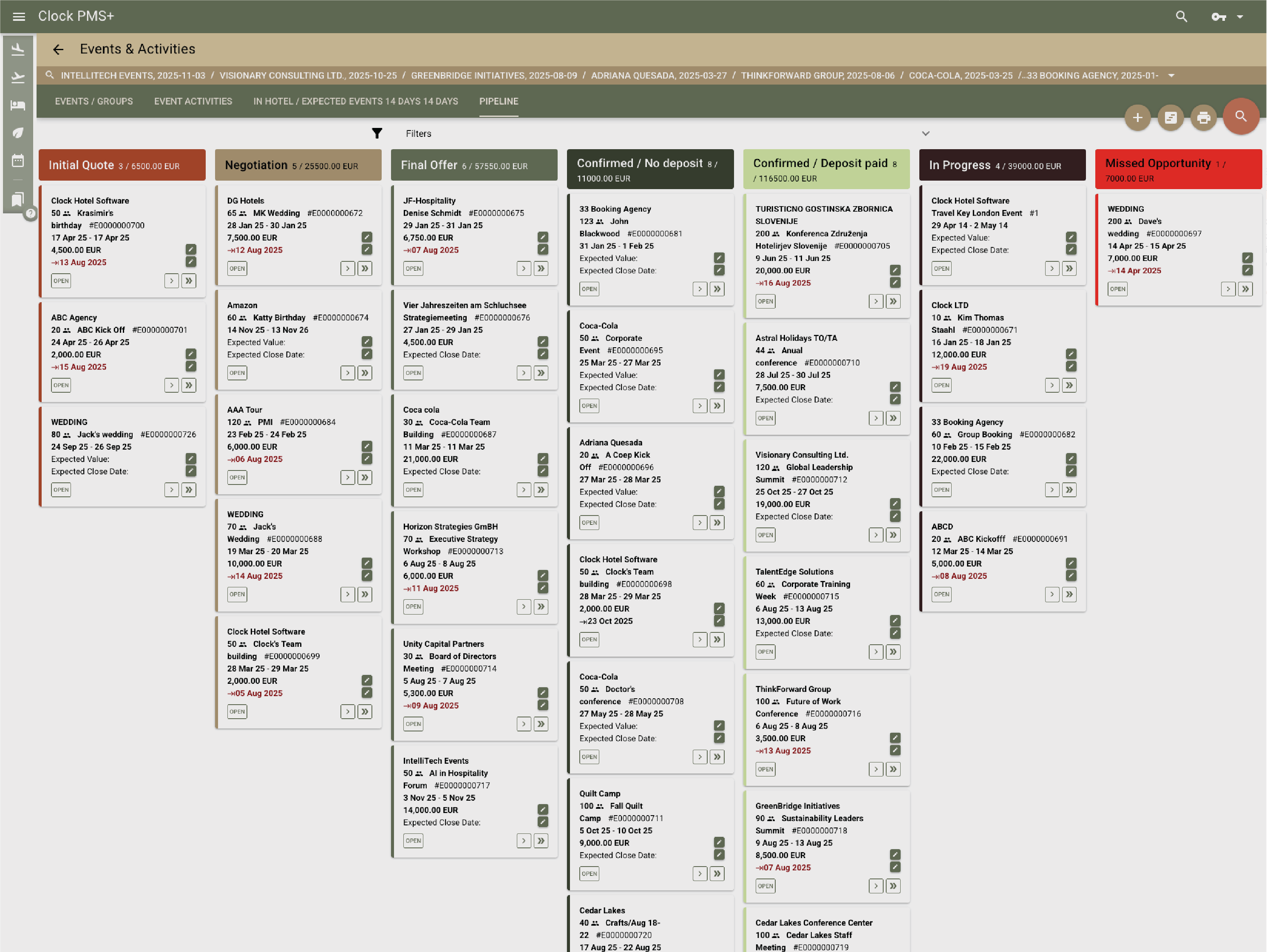 Track deal stages clearly from inquiry to contract.